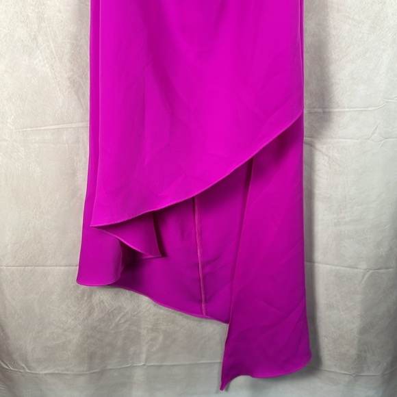 Adelyn Rae Oliana Magenta Midi Slip Dress V-Neck High-Low Wedding Guest Medium - Picture 3 of 12